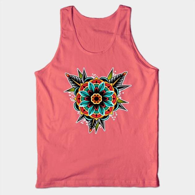 Traditional Flower Tattoo design Tank Top by Jahaziel Sandoval